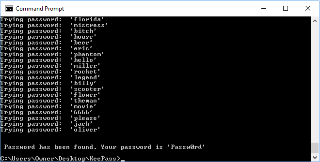 Keepass Dictionary Attack